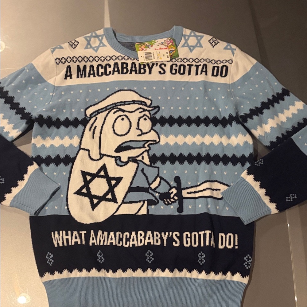 Nickelodeon rugrats Men's Blue White Graphic Sweater medium new with tags